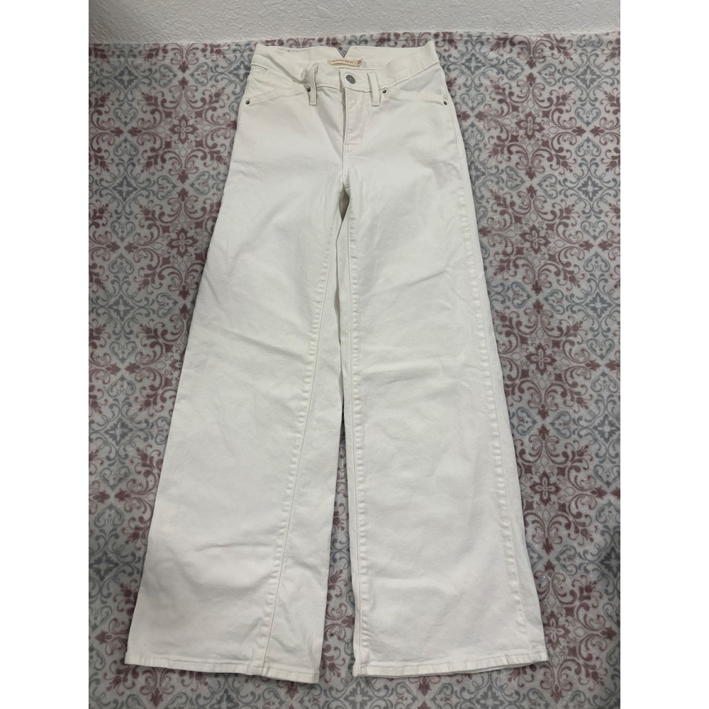 Levis 318 Shaping Wide Leg Jeans White High Rise Stretch Denim W25 L32